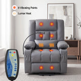Darrahopens Furniture > Bar Stools & Chairs > Arm Chairs & Recliners Artiss Power Lift Recliner Chair with Massage and Heat for Elderly, Electric Sofa Reclining Chair with USB and Phone Holder, PU Leather Comfy Armchair for Living Room, 2 Cup Holder & 4 Pockets, Grey