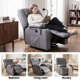 Darrahopens Furniture > Bar Stools & Chairs > Arm Chairs & Recliners Artiss Power Lift Recliner Chair with Massage and Heat for Elderly, Electric Sofa Reclining Chair with USB and Phone Holder, PU Leather Comfy Armchair for Living Room, 2 Cup Holder & 4 Pockets, Grey