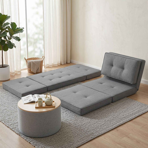 Darrahopens Furniture > Bar Stools & Chairs > Arm Chairs & Recliners Artiss Recliner Adjustable Floor Chaise Lounge & Ottoman Foot Rest Grey Set