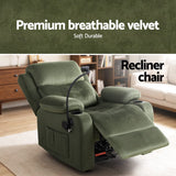 Darrahopens Furniture > Bar Stools & Chairs > Arm Chairs & Recliners Artiss Recliner Chair Heated Massage Chair with Phone Holder Velvet