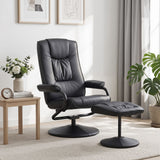 Darrahopens Furniture > Bar Stools & Chairs > Arm Chairs & Recliners Artiss Recliner with Ottoman 360-Degree Swivel Recliner Chair and Ottoman Set PU Leather Black