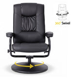 Darrahopens Furniture > Bar Stools & Chairs > Arm Chairs & Recliners Artiss Recliner with Ottoman 360-Degree Swivel Recliner Chair and Ottoman Set PU Leather Black