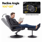 Darrahopens Furniture > Bar Stools & Chairs > Arm Chairs & Recliners Artiss Recliner with Ottoman 360-Degree Swivel Recliner Chair and Ottoman Set PU Leather Black