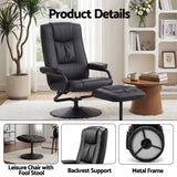 Darrahopens Furniture > Bar Stools & Chairs > Arm Chairs & Recliners Artiss Recliner with Ottoman 360-Degree Swivel Recliner Chair and Ottoman Set PU Leather Black