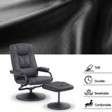 Darrahopens Furniture > Bar Stools & Chairs > Arm Chairs & Recliners Artiss Recliner with Ottoman 360-Degree Swivel Recliner Chair and Ottoman Set PU Leather Black