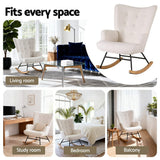 Darrahopens Furniture > Bar Stools & Chairs > Arm Chairs & Recliners Artiss Rocking Armchair Nursing Chair Boucle Fabric White