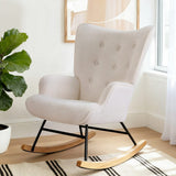 Darrahopens Furniture > Bar Stools & Chairs > Arm Chairs & Recliners Artiss Rocking Armchair Nursing Chair Boucle Fabric White