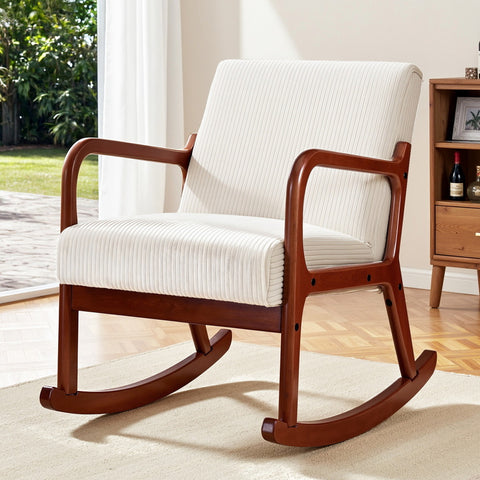 Darrahopens Furniture > Bar Stools & Chairs > Arm Chairs & Recliners Artiss Rocking Armchair Nursing Chair Corduroy Beige