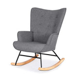 Darrahopens Furniture > Bar Stools & Chairs > Arm Chairs & Recliners Artiss Rocking Armchair Nursing Chair Linen Fabric Grey