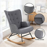 Darrahopens Furniture > Bar Stools & Chairs > Arm Chairs & Recliners Artiss Rocking Armchair Nursing Chair Linen Fabric Grey