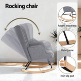 Darrahopens Furniture > Bar Stools & Chairs > Arm Chairs & Recliners Artiss Rocking Armchair Nursing Chair Linen Fabric Grey