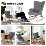 Darrahopens Furniture > Bar Stools & Chairs > Arm Chairs & Recliners Artiss Rocking Armchair Nursing Chair Linen Fabric Grey