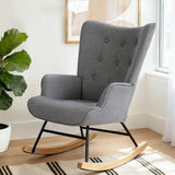 Darrahopens Furniture > Bar Stools & Chairs > Arm Chairs & Recliners Artiss Rocking Armchair Nursing Chair Linen Fabric Grey