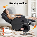 Darrahopens Furniture > Bar Stools & Chairs > Arm Chairs & Recliners Artiss Rocking Recliner Chair 360 Swivel Massage Heated Reclining Chairs