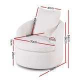 Darrahopens Furniture > Bar Stools & Chairs > Arm Chairs & Recliners Artiss Round Swivel Armchair Extra Pillow White