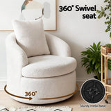 Darrahopens Furniture > Bar Stools & Chairs > Arm Chairs & Recliners Artiss Round Swivel Armchair Extra Pillow White