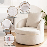 Darrahopens Furniture > Bar Stools & Chairs > Arm Chairs & Recliners Artiss Round Swivel Armchair Extra Pillow White