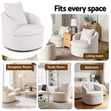 Darrahopens Furniture > Bar Stools & Chairs > Arm Chairs & Recliners Artiss Round Swivel Armchair Extra Pillow White