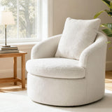 Darrahopens Furniture > Bar Stools & Chairs > Arm Chairs & Recliners Artiss Round Swivel Armchair Extra Pillow White
