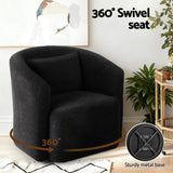 Darrahopens Furniture > Bar Stools & Chairs > Arm Chairs & Recliners Artiss Round Swivel Armchair Sherpa Fleece Black
