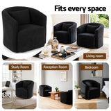 Darrahopens Furniture > Bar Stools & Chairs > Arm Chairs & Recliners Artiss Round Swivel Armchair Sherpa Fleece Black