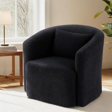 Darrahopens Furniture > Bar Stools & Chairs > Arm Chairs & Recliners Artiss Round Swivel Armchair Sherpa Fleece Black
