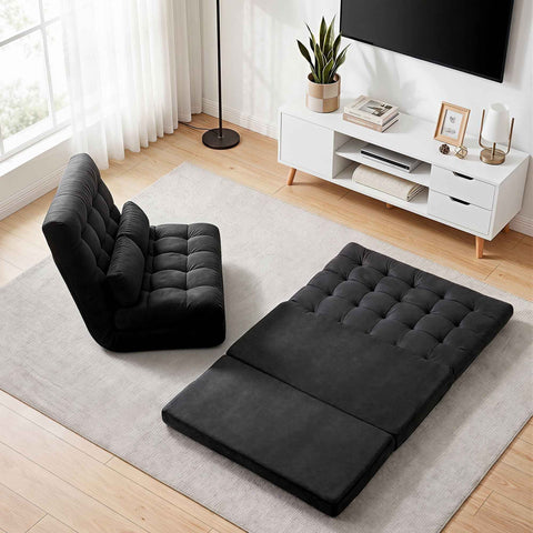 Darrahopens Furniture > Bar Stools & Chairs > Arm Chairs & Recliners Artiss Sofa Bed Adjustable Floor Chair & TV Unit 120cm Entertainment Cabinet Set