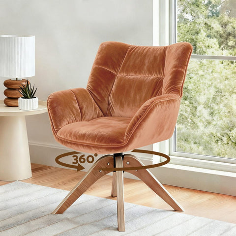 Darrahopens Furniture > Bar Stools & Chairs > Arm Chairs & Recliners Artiss Swivel Chair Armchair Nursing Velvet Brown