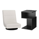 Darrahopens Furniture > Bar Stools & Chairs > Arm Chairs & Recliners Artiss Swivel Floor Chair and Bedside Table with Charging Station Set