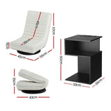 Darrahopens Furniture > Bar Stools & Chairs > Arm Chairs & Recliners Artiss Swivel Floor Chair and Bedside Table with Charging Station Set