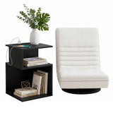 Darrahopens Furniture > Bar Stools & Chairs > Arm Chairs & Recliners Artiss Swivel Floor Chair and Bedside Table with Charging Station Set