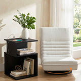 Darrahopens Furniture > Bar Stools & Chairs > Arm Chairs & Recliners Artiss Swivel Floor Chair and Bedside Table with Charging Station Set