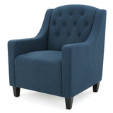 Darrahopens Furniture > Bar Stools & Chairs > Arm Chairs & Recliners Canberra Linen Fabric Tufted Armchair in Dark Blue