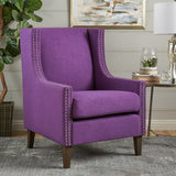 Darrahopens Furniture > Bar Stools & Chairs > Arm Chairs & Recliners Cecilia Classic Studded Purple Wingback Club Armchair