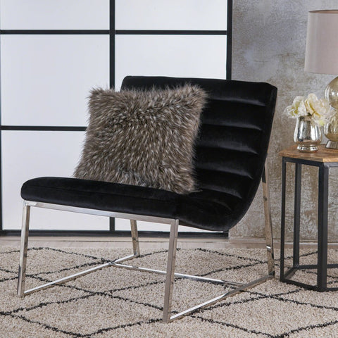 Darrahopens Furniture > Bar Stools & Chairs > Arm Chairs & Recliners Glorie Black Velvet Sofa Accent Chair ArmChair