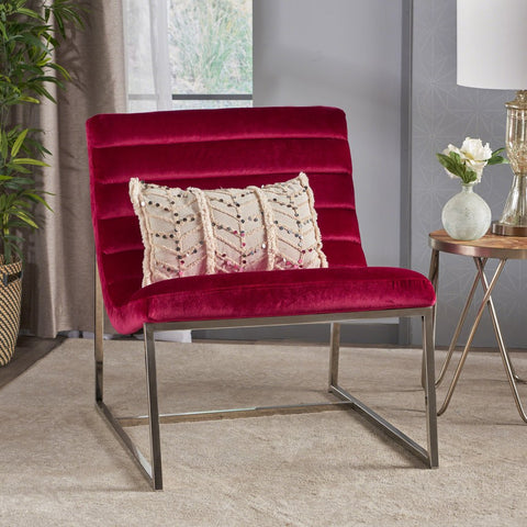 Darrahopens Furniture > Bar Stools & Chairs > Arm Chairs & Recliners Glorie Garnet/Red Velvet Sofa Accent Chair ArmChair