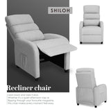 Darrahopens Furniture > Bar Stools & Chairs > Arm Chairs & Recliners Home Recliner Chair - Linen Fabric Sofa Lounge Armchair SHILOH GREY