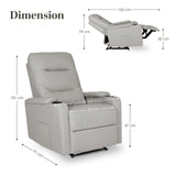 Darrahopens Furniture > Bar Stools & Chairs > Arm Chairs & Recliners Home Recliner Chair - PU Leather Sofa Lounge Armchair DAKOTA GREY