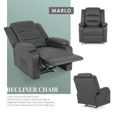 Darrahopens Furniture > Bar Stools & Chairs > Arm Chairs & Recliners Home Recliner Chair - PU Leather Sofa Lounge Armchair MARLO GREY