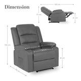 Darrahopens Furniture > Bar Stools & Chairs > Arm Chairs & Recliners Home Recliner Chair - PU Leather Sofa Lounge Armchair MARLO GREY