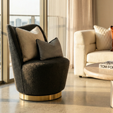 Darrahopens Furniture > Bar Stools & Chairs > Arm Chairs & Recliners Interior Ave - Chateau Swivel Accent Chair - Charcoal Boucle