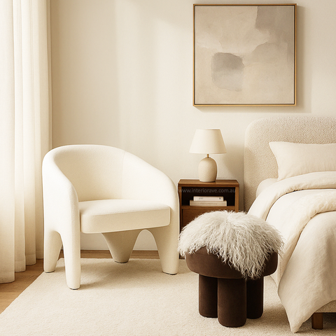 Darrahopens Furniture > Bar Stools & Chairs > Arm Chairs & Recliners Interior Ave - Nova Sculptural Accent Chair – White Chenille