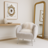 Darrahopens Furniture > Bar Stools & Chairs > Arm Chairs & Recliners Interior Ave - Vespa Pleated Velvet Accent Chair – Pearl Grey