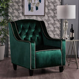 Darrahopens Furniture > Bar Stools & Chairs > Arm Chairs & Recliners Lara Two Tone Tufted Emerald New Velvet Club Armchair