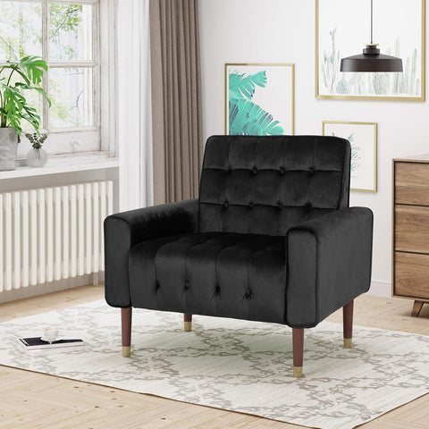 Darrahopens Furniture > Bar Stools & Chairs > Arm Chairs & Recliners Lewisham Black Tufted Velvet Armchair