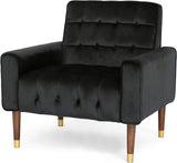 Darrahopens Furniture > Bar Stools & Chairs > Arm Chairs & Recliners Lewisham Black Tufted Velvet Armchair