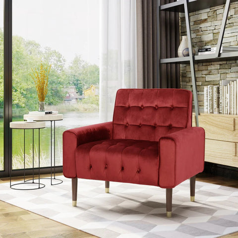 Darrahopens Furniture > Bar Stools & Chairs > Arm Chairs & Recliners Lewisham Garnet Tufted Velvet Armchair