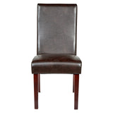 Darrahopens Furniture > Bar Stools & Chairs > Arm Chairs & Recliners Set of 2 Rome Leather Brown Dining Chairs Durable Seat Wood Kitchen Cafe
