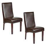 Darrahopens Furniture > Bar Stools & Chairs > Arm Chairs & Recliners Set of 2 Rome Leather Brown Dining Chairs Durable Seat Wood Kitchen Cafe