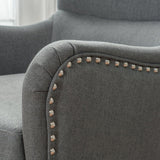 Darrahopens Furniture > Bar Stools & Chairs > Arm Chairs & Recliners Vintage Grey Fabric High Back Padded Armchair